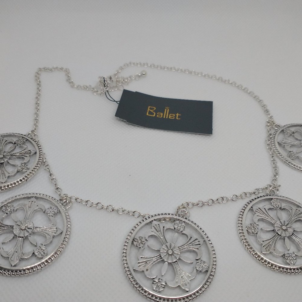 Silver-Tone Necklace w Metal Cross Pendant